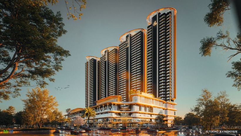 Day elevation with retail podium